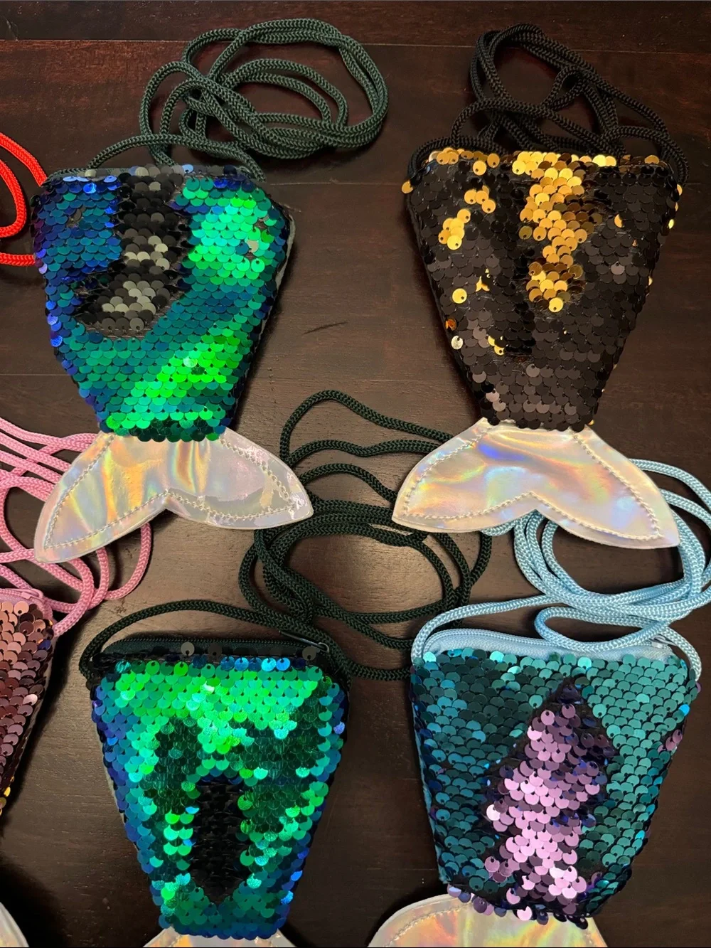 Sequin Mermaid Tail Crossbody Bag Party Favors for Kids - 11 Assorted Colors